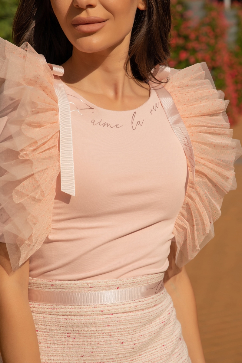 Розова блузка "J`aime la vie"